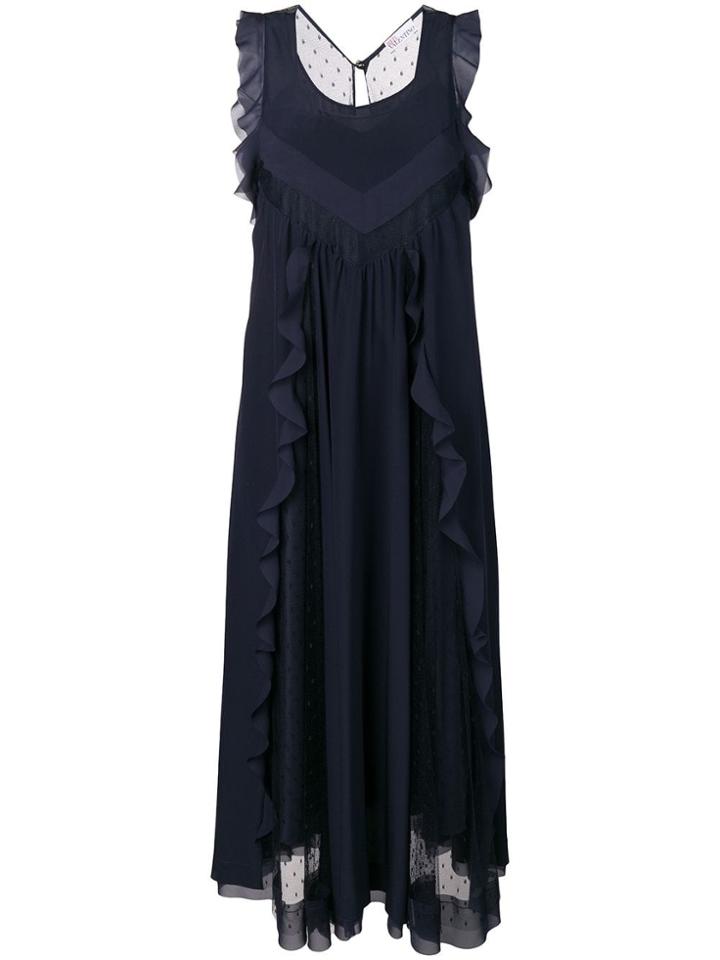 Red Valentino Ruffle Detail Maxi Dress - Blue