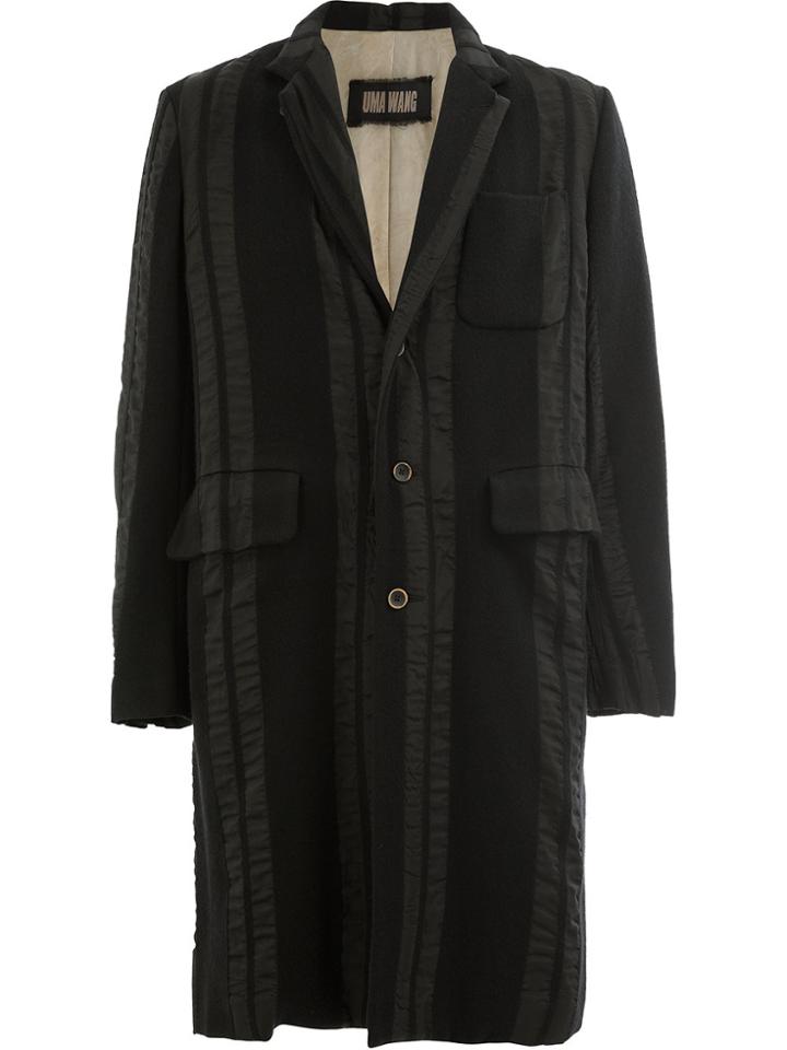 Uma Wang Striped Single-breasted Coat - Black