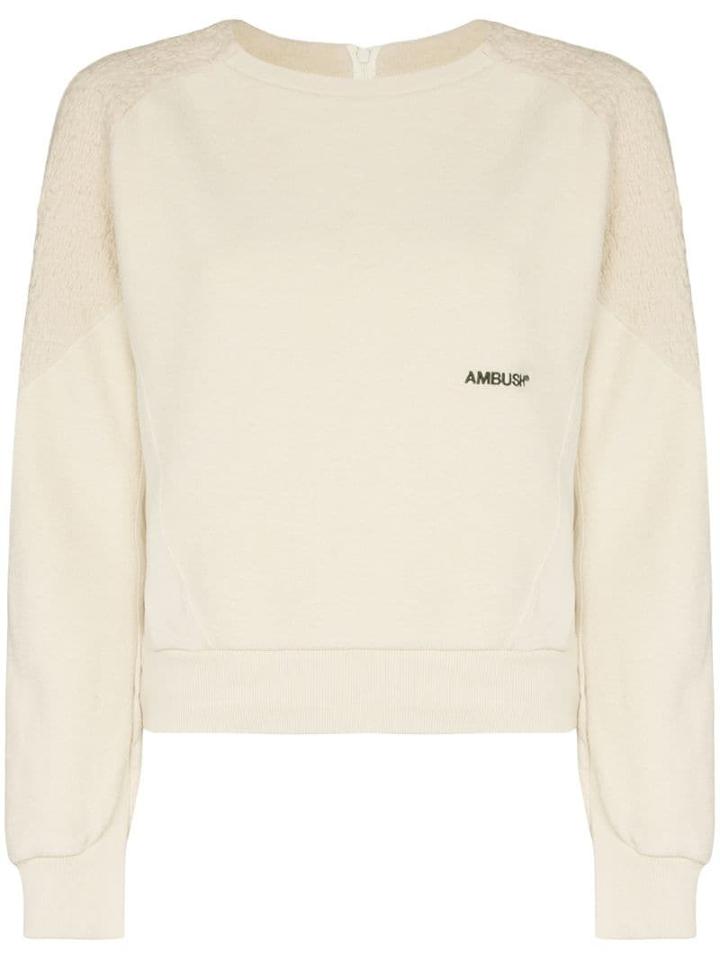 Ambush Logo Printed Fleece Sweatshirt - White