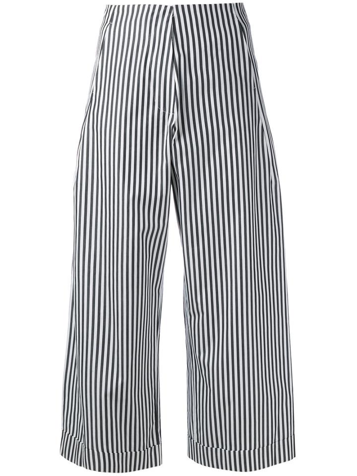Federica Tosi - Striped Poplin Cropped Trousers - Women - Cotton - M, Women's, Black, Cotton