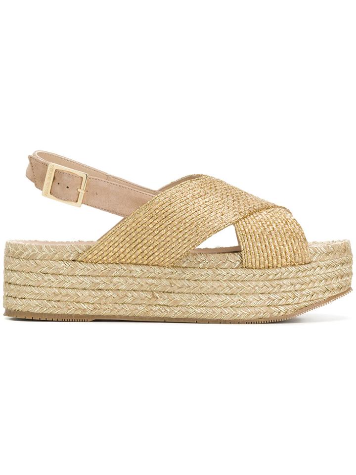 Paloma Barceló Cross Strap Platform Sandals - Metallic