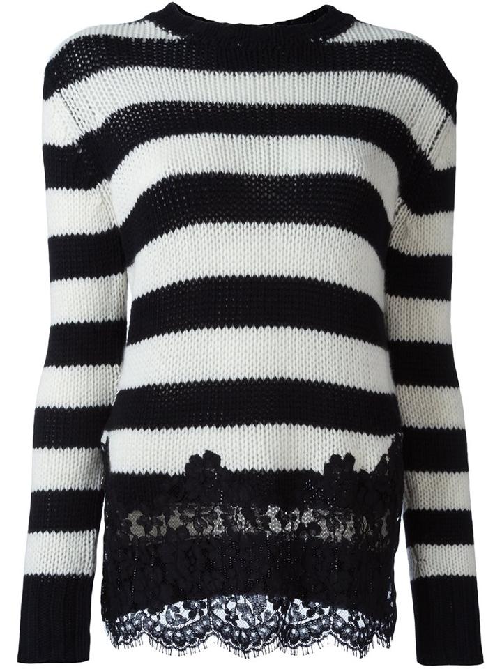 Ermanno Scervino Lace Appliqué Sweater, Women's, Size: 44, Black, Cotton/polyamide/viscose/cashmere