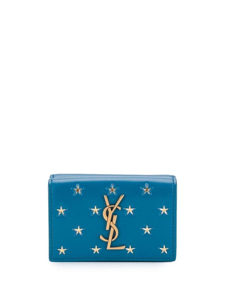 Saint Laurent Star Monogram Mini Wallet - Blue