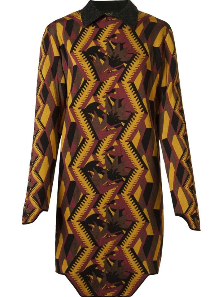 Gig Geometric Pattern Knit Dress, Women's, Size: P, Brown, Polyamide