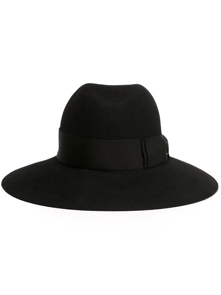 Borsalino Logo Strap Hat, Women's, Size: Small, Black, Rabbit Fur Felt