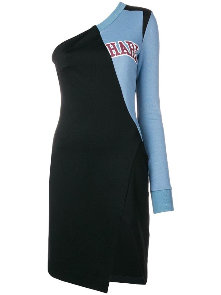Off-white One Shoulder College Dress - Black