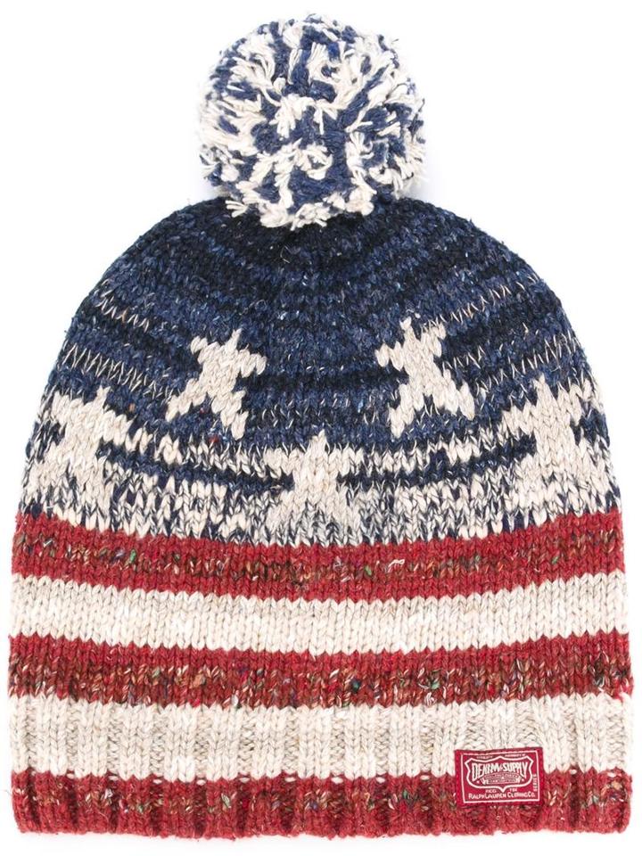 Ralph Lauren Denim (blue) & Supply Usa Flag Beanie, Men's, Cotton/acrylic/polyamide/other Fibers
