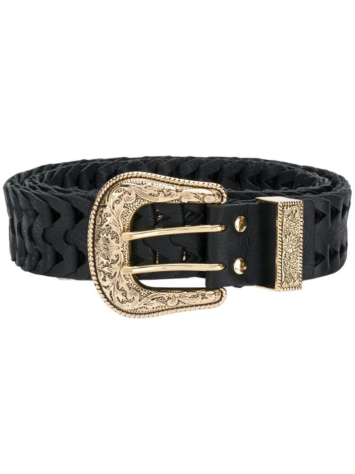 B-low The Belt Embossed Buckle Belt - Black