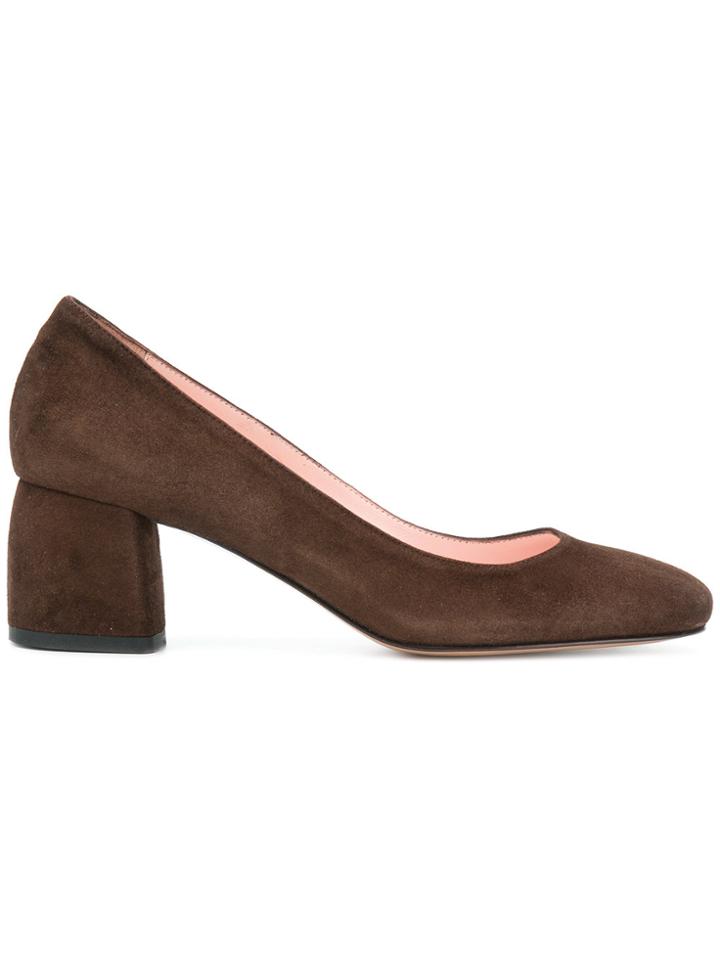 Anna F. Block Heel Pumps - Brown