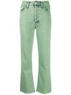 Mother Frayed Hem Cropped Jeans - Green