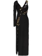 Versace Medusa Motif Safety Pin Asymmetric Dress - A1008 Black