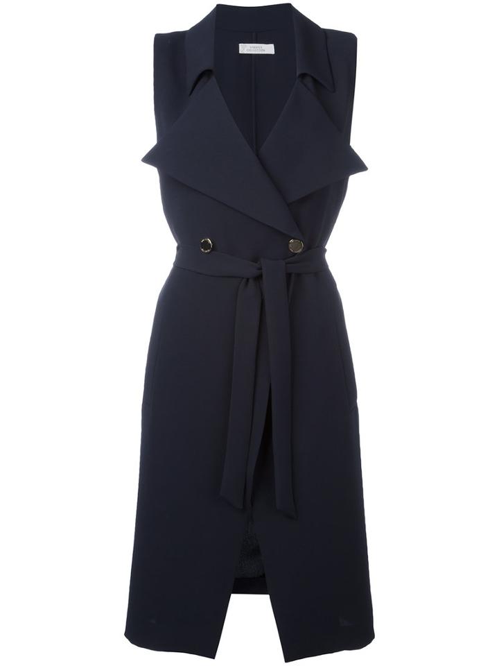 Versace Collection Sleeveless Double-breasted Coat, Women's, Size: 42, Blue, Polyester