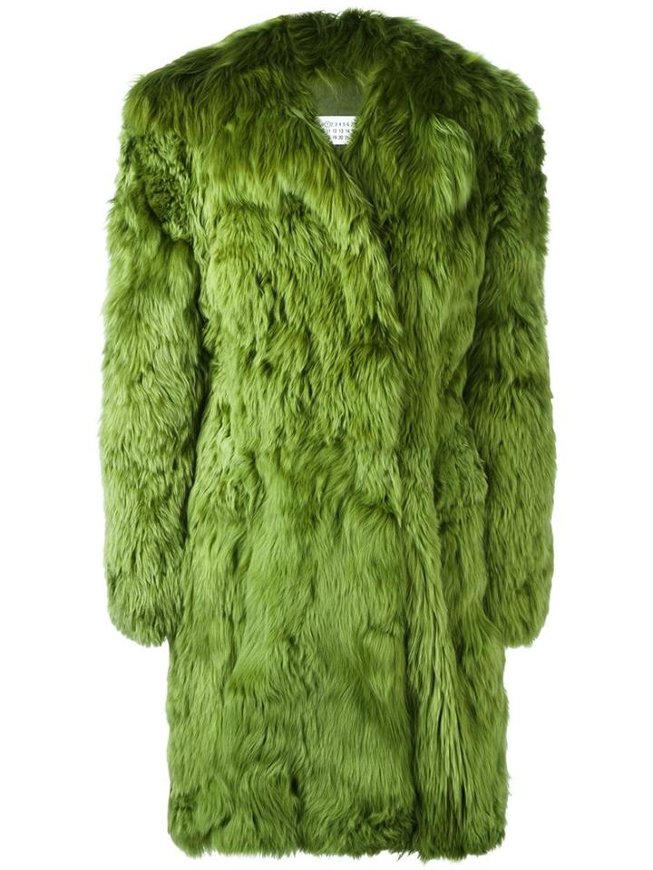 Maison Margiela Fur Coat, Women's, Size: 40, Green, Cotton/viscose/cashmere/virgin Wool