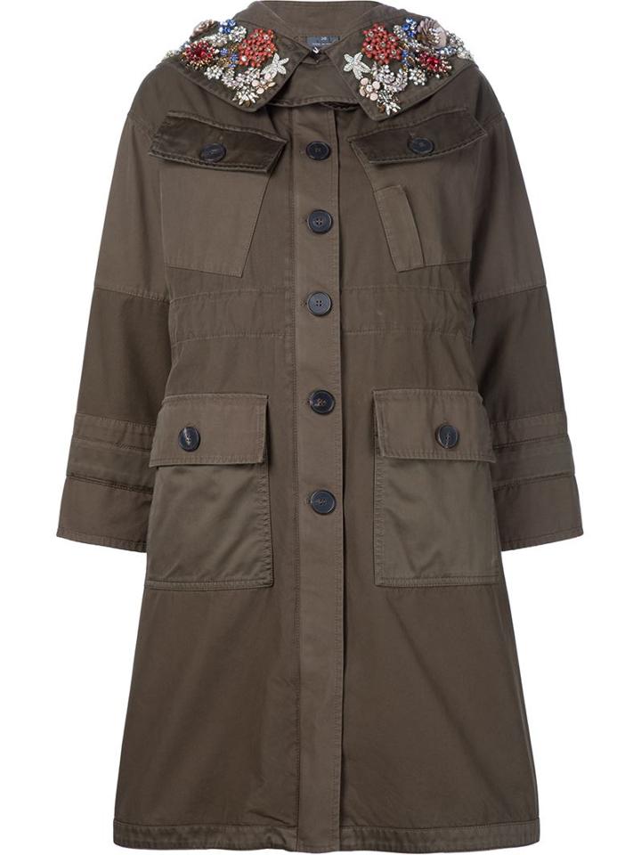Alexander Mcqueen Embellished Collar Parka