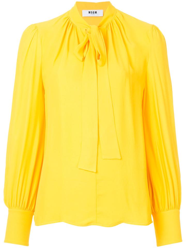 Msgm Pussy-bow Blouse - Yellow & Orange