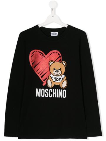 Moschino Kids Teen Toy Bear Jersey Top - Black