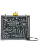 Alice+olivia Basquiat Glow In The Dark Clutch, Black, Leather