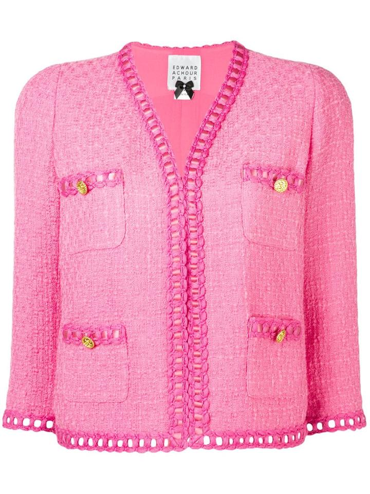 Edward Achour Paris Cropped Tweed Jacket - Pink
