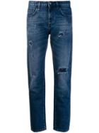 Philipp Plein Low Rise Distressed Straight Jeans - Blue