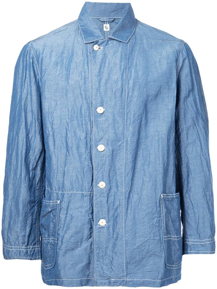 Kaptain Sunshine - Patch Pocket Shirt Jacket - Men - Silk/linen/flax - 38, Blue, Silk/linen/flax