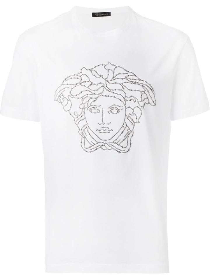 Versace Studded 'medusa Head' T-shirt, Men's, Size: Small, White, Cotton