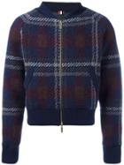 Thom Browne Checked Knit Bomber Jacket - Blue