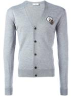 Ami Alexandre Mattiussi Wolf Patch Cardigan, Men's, Size: Small, Grey, Merino