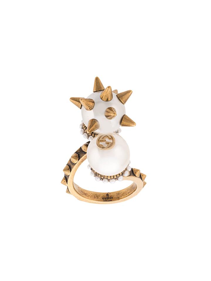 Gucci Spiked Ball Ring - Metallic