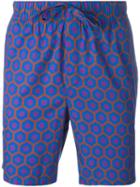 Otis Batterbee Burgundy Cravat Lounge Shorts, Men's, Size: Small, Blue, Cotton