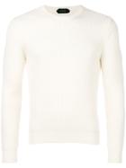 Zanone Ribbed Crew Neck Sweater - White
