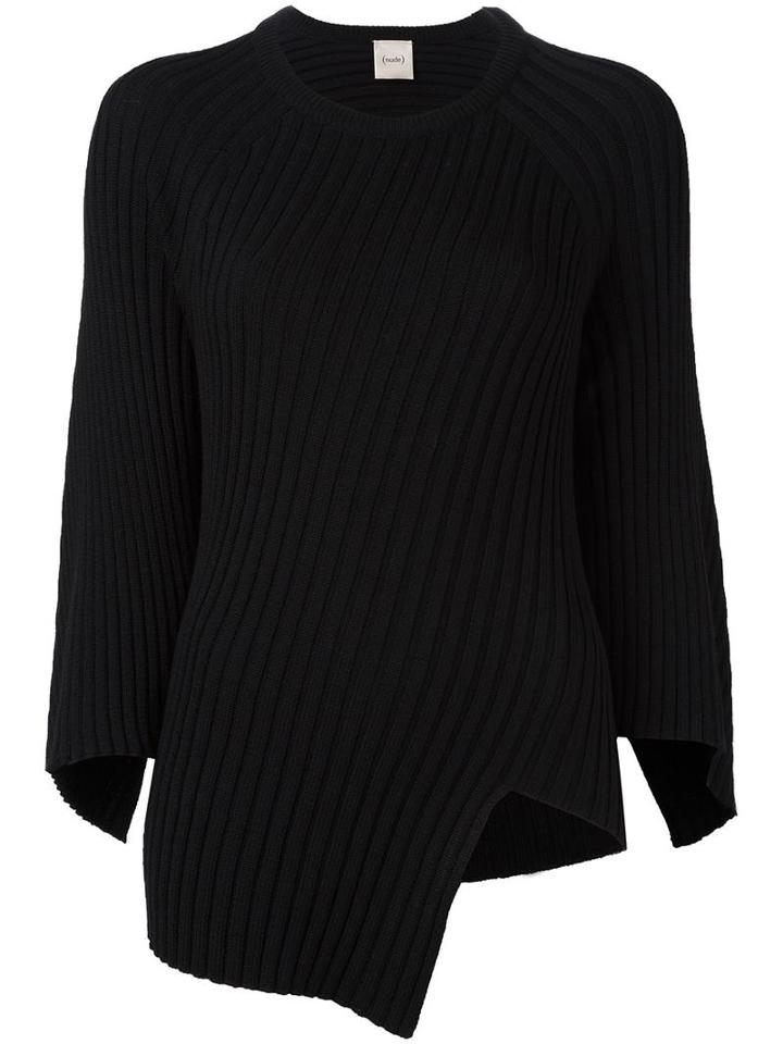 Nude Asymetric Hem Jumper, Women's, Size: 40, Black, Wool