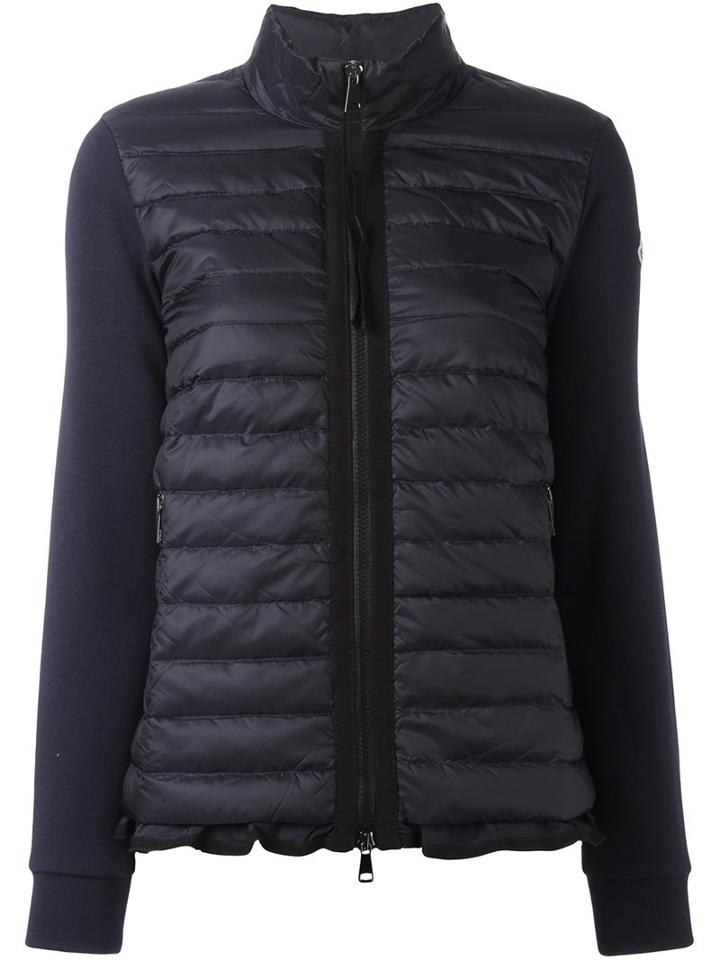 Moncler Grosgrain Trim Padded Jacket, Women's, Size: Large, Blue, Polyamide/cotton/feather Down