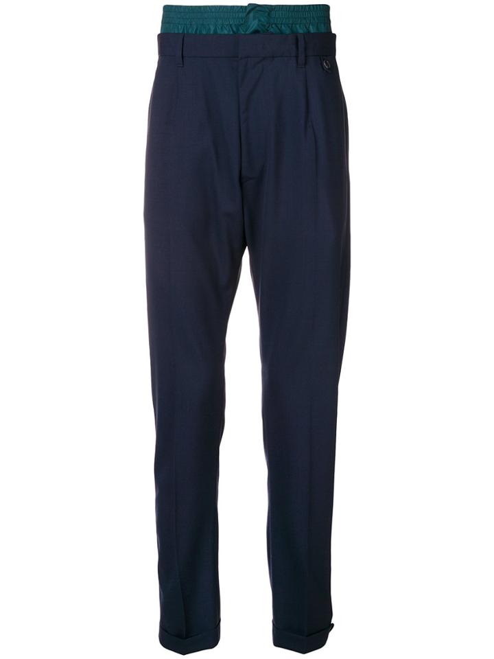 Prada Waist Detail Trousers - Blue