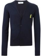 Ami Alexandre Mattiussi Banana Patch Cardigan, Men's, Size: Xl, Blue, Wool