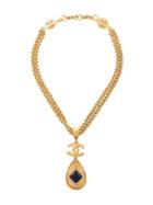 Chanel Pre-owned Cc Stone Pendant Necklace - Gold