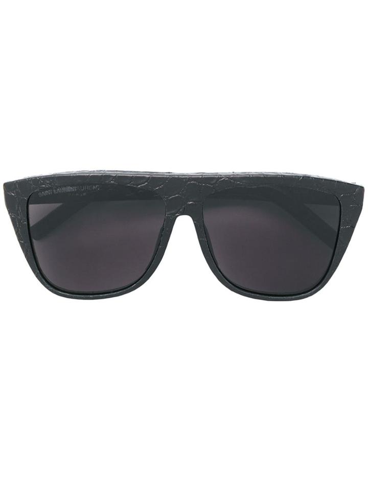 Saint Laurent Eyewear Snakeskin Effect Sunglasses - Black