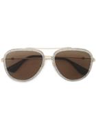 Gucci Glitter Aviator Sunglasses, Women's, Grey, Metal