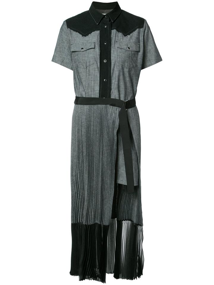 Sacai Slit Shirt Dress, Women's, Size: 2, Blue, Cotton/cupro