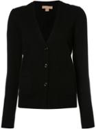 Michael Kors V-neck Buttoned Cardigan, Women's, Size: Small, Black, Cashmere