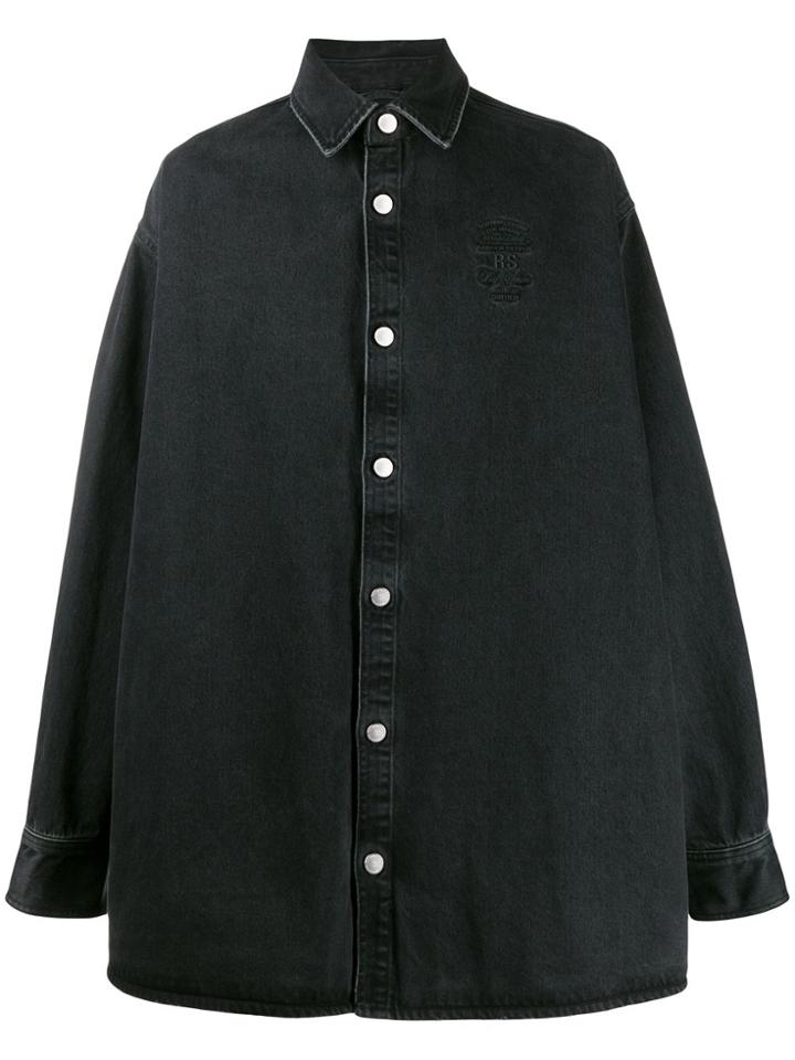 Raf Simons Embroidered Denim Shirt - Black