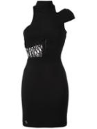 Philipp Plein Lace-up Panel Mini Dress, Women's, Size: Medium, Black, Viscose/nylon/spandex/elastane/polyester