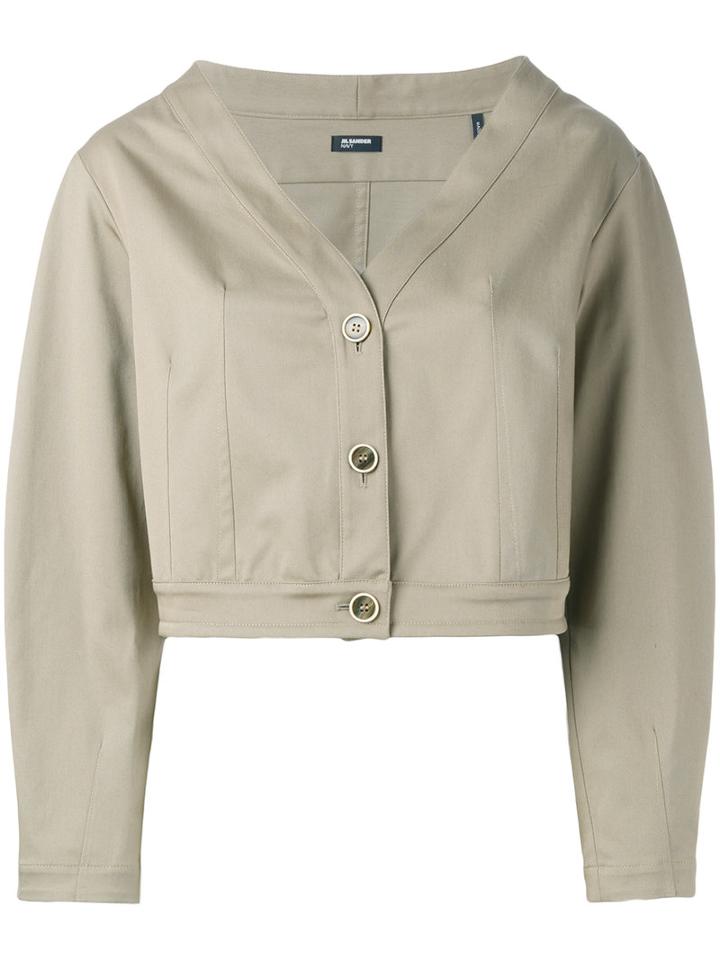 Jil Sander Navy Cropped Jacket, Women's, Size: 36, Nude/neutrals, Cotton