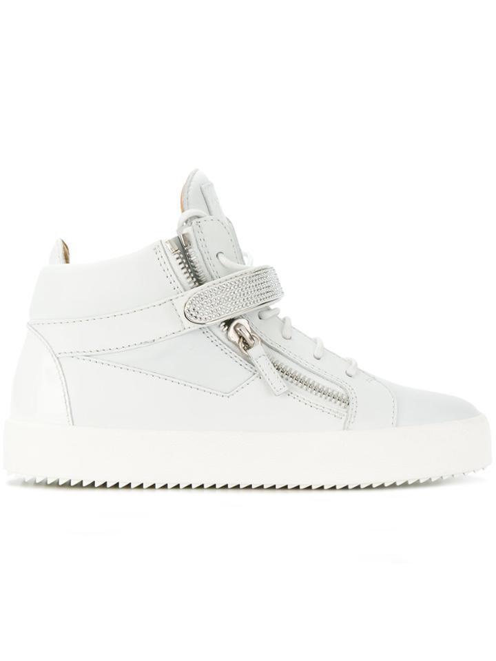 Giuseppe Zanotti Design Coby Hi-top Crystal Sneakers - White