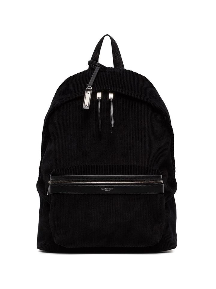Saint Laurent Black Classic Velvet Corduroy Backpack