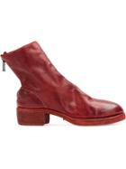 Guidi Zip Detail Ankle Boots - Red