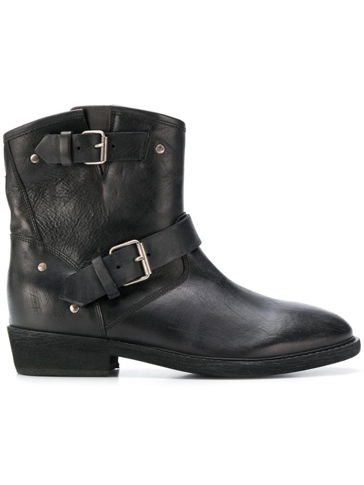 Semicouture Flat Biker Boots - Black