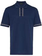 Versace Logo Tape Cotton Polo Shirt - Blue