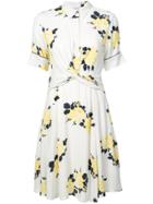 Ganni Floral Print Shirt Dress - White