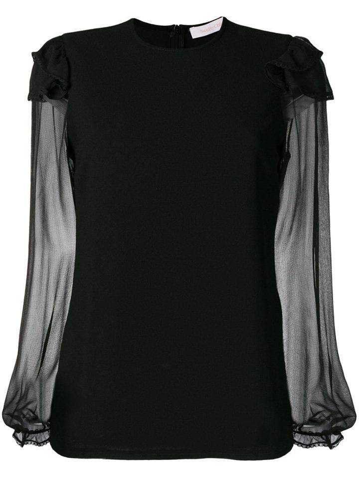 See By Chloé Sheer Sleeve Blouse - Black