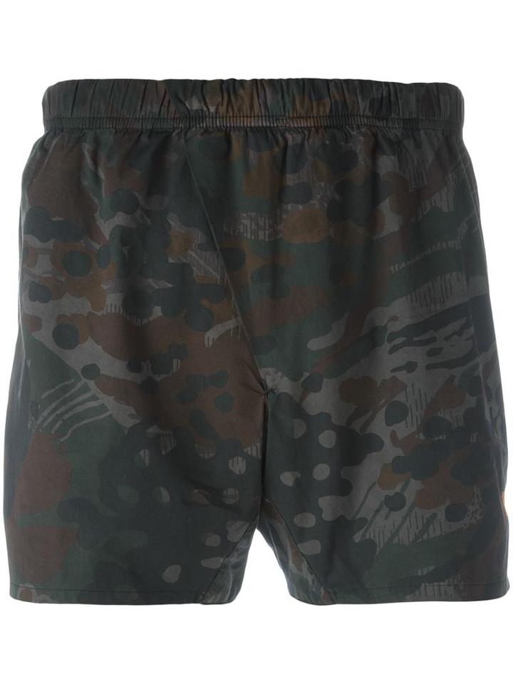 11 By Boris Bidjan Saberi Camouflage Print Short, Men's, Size: Large, Brown, Cotton/spandex/elastane